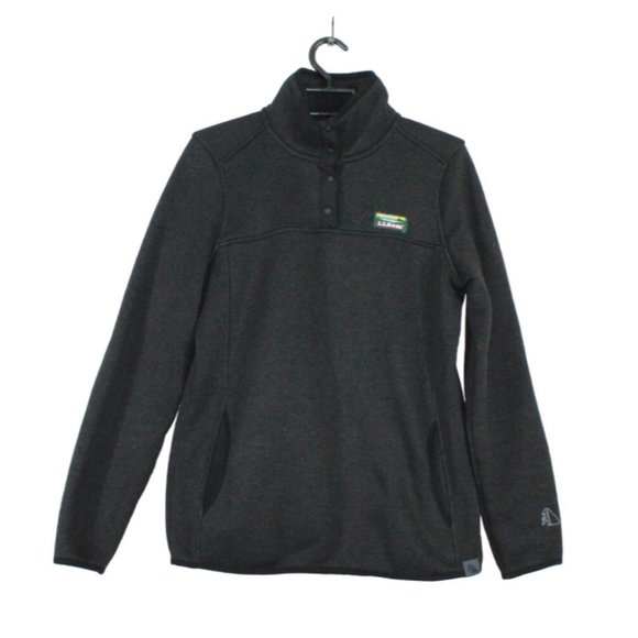 L.L.Bean Sweaters - LL Bean Black Fleece Smooth Rugged Knit Pullover Sweater Size S